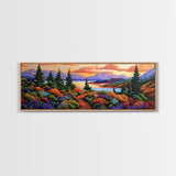 Autumn Mountain Trail, Sunset Path, Nature Landscape, Framed Canvas Print, Cabin Decor, Fall Colors, Living Room Wall Art, Rustic Art