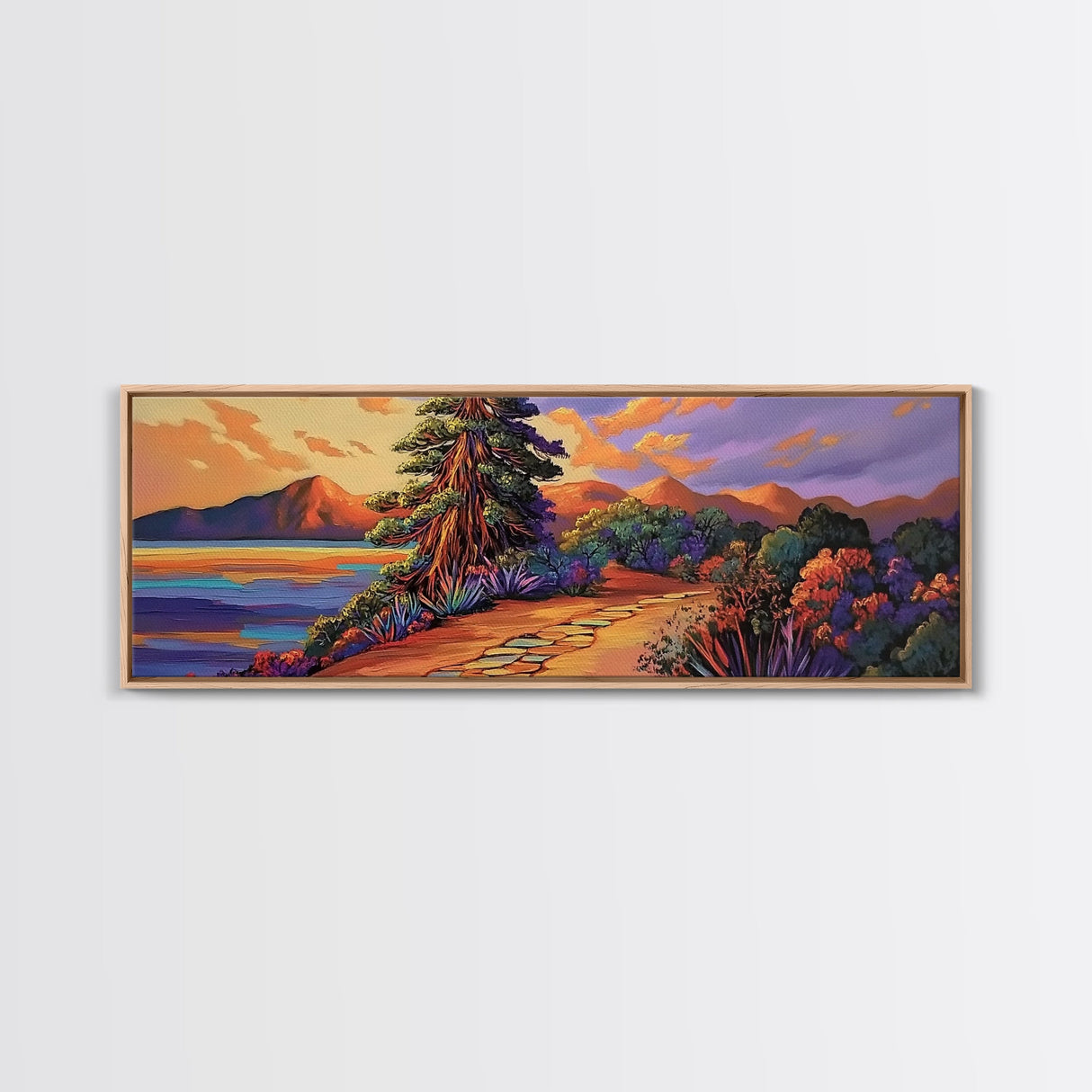 Sunset Trail, Mountain Path, Vibrant Nature, Canvas Print, Colorful Landscape Art, Rustic Home Decor, Fall Living Room Wall Art