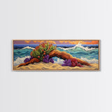 Driftwood Coast, Colorful Ocean, Beach Nature, Framed Canvas Print, Coastal Wall Art, Tropical Living Room Decor, Surreal Seascape Art
