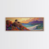 Eagle Nest Painting, Coastal Wildlife Scene, Framed Canvas Print, Ocean View Wall Art, Nature Lover Decor, Office or Living Room