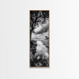 River Through Trees, Tranquil Forest Stream, Reflective Nature Art, Framed Canvas Print, Zen Living Room Wall Decor, Calm Scene