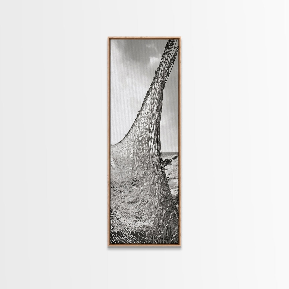 Fishing Net, Coastal Weave, Nautical Wall, Canvas Print, Seaside wall decor, Rustic marine art, Neutral tones, Beach house living room piece