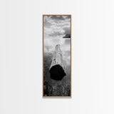 Driftwood Focus, Tranquil Waters, Lake Serenity, Canvas Print, Modern nature wall art, Neutral decor, Calm lakehouse bedroom piece