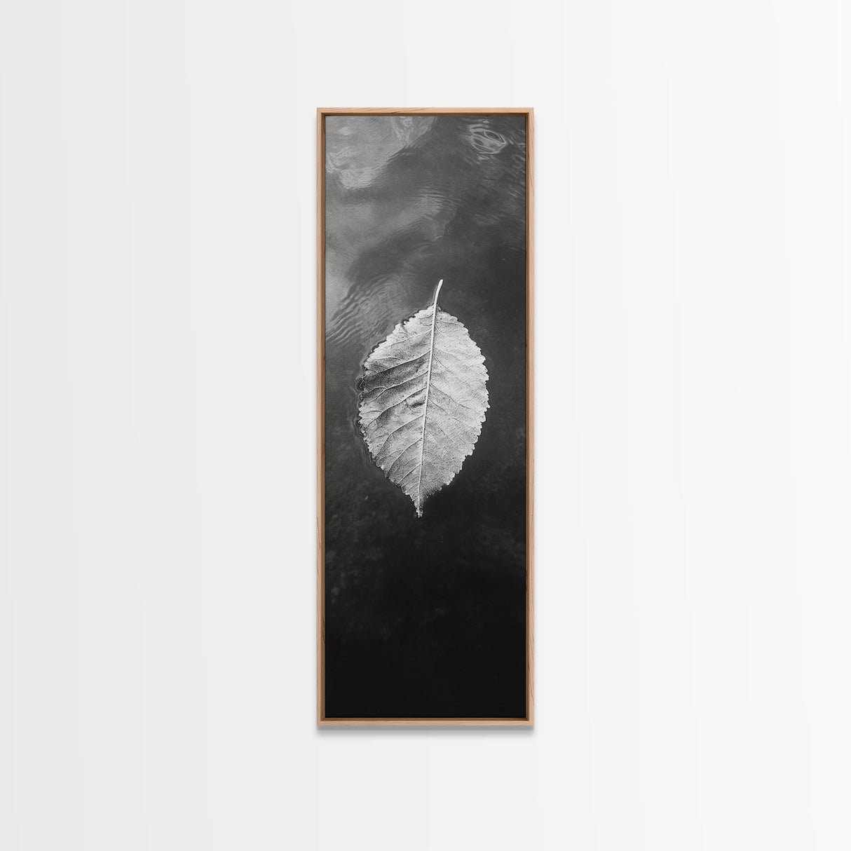 Floating Leaf, Autumn Stillness, Water Reflection, Framed Canvas Print, Fall inspired decor, Bathroom minimalist art, Botanical nature gift