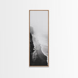 Foggy Cliffs, Ocean Shoreline, Monochrome Beach, Canvas Print, Black and white beach art, Coastal minimalist hallway decor, Modern seascape gift