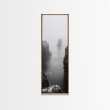 Foggy Cliffs, Coastal Serenity, Ocean Landscape, Nature Photography, Framed Canvas Print, Minimalist Wall Art, Bedroom Wall Decor