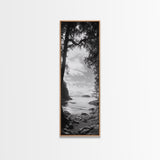 Island View, Forest Coastline, Secluded Shore, Tranquil Ocean Scene, Canvas Print, Boho Decor, Entryway Wall Art, Nature Wall Aesthetic