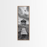 Rustic Cabin, Country Path, Prairie Landscape, Black and White Photo, Framed Canvas Print, Farmhouse Wall Art, Autumn Decor, Nature Style