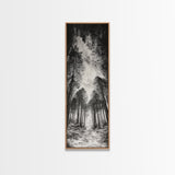 Pine Forest, Nature Path, Tree Canopy, Tranquil Woods, Canvas Print, Forest Wall Art, Minimalist Nature Decor, Meditation Room Artwork