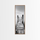Rustic Dock, Peaceful Lake, Minimal Landscape, Black and White Art, Canvas Print, Tranquil Nature Scene, Entryway Art, Bedroom Wall Art