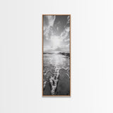 Ocean Foam, Morning Light, Tranquil Seashore, Black and White Coastal Print, Canvas Print, Minimalist Bathroom Print, Entryway Wall Art