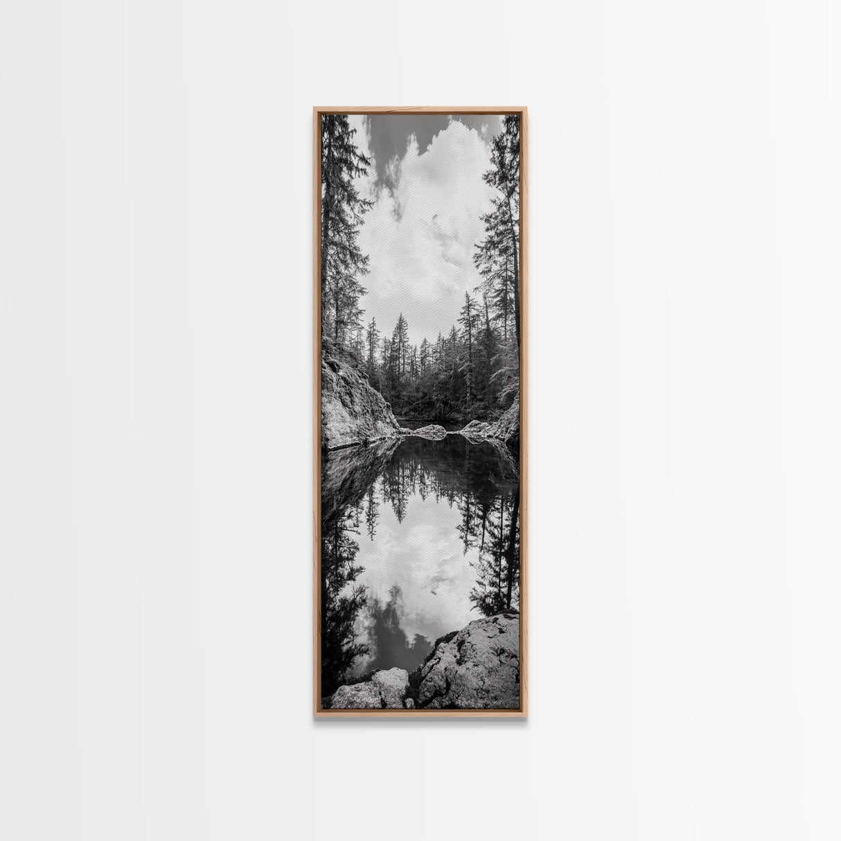 Forest Reflection, Tranquil Lake, Evergreen Woods, Wilderness Scene, Canvas Print, Rustic Cabin Wall Decor, Nature Photography Art