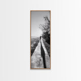 Walkway Shadows, Coastal Path, Minimalist Silhouette, Black and White Art, Framed Canvas Print, Hallway Decor, Calm Modern Wall Art