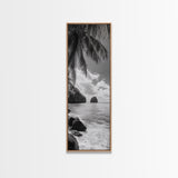 Island View, Palm Shoreline, Tropical Escape, Framed Canvas Print, Beach House Wall Art, Coastal Summer Decor, Zen Ocean Aesthetic