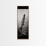Rising Trout, Underwater Fish, Nature Close-Up, Canvas Print, Cabin Wall Art, Rustic Decor, Fishing Lover Gift, Black and White Art