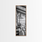 Lake Porch View, Rustic Charm, Cabin Vibes, Relaxing Nature Scene, Framed Canvas Print, Farmhouse Decor, Cozy Living Room Wall Art, Lakehouse Art