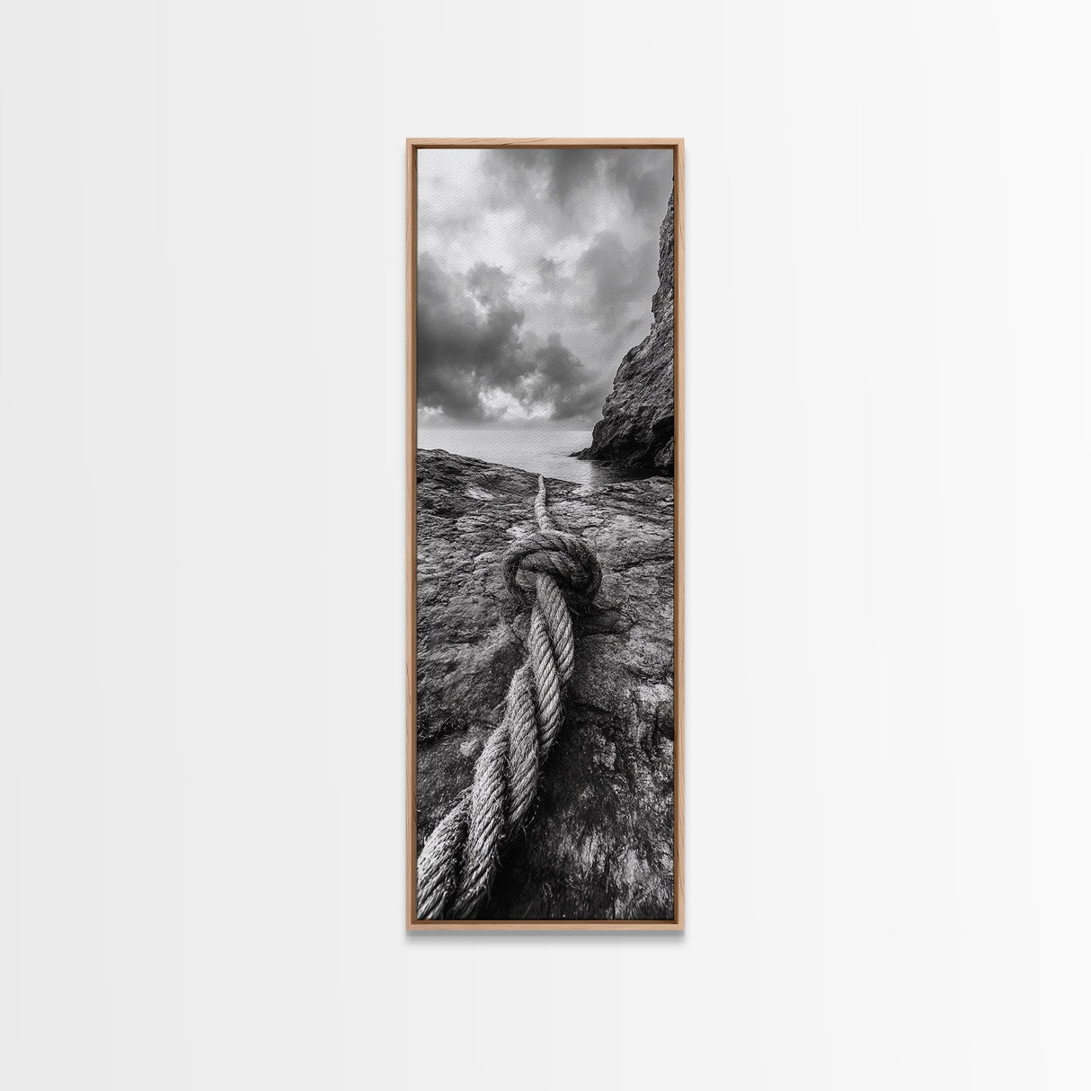 Nautical Rope, Coastal Texture, Ocean Cliff Mood, Seaside Minimal, Framed Canvas Print, Nautical Wall Art, Modern Rustic Bathroom Decor