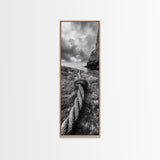 Nautical Rope, Coastal Texture, Ocean Cliff Mood, Seaside Minimal, Framed Canvas Print, Nautical Wall Art, Modern Rustic Bathroom Decor