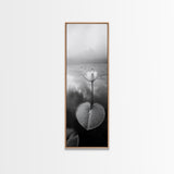 Minimalist Lotus, Zen Flower, Misty Pond, Tranquil Nature, Monochrome Botanical Framed Canvas Print, Bedroom Meditation Wall Decor