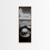 Water Lily Bloom, Lake Flowers, Lotus Petals, Peaceful Reflections, Botanical Art Framed Canvas Print, Spa Room Floral Wall Decor