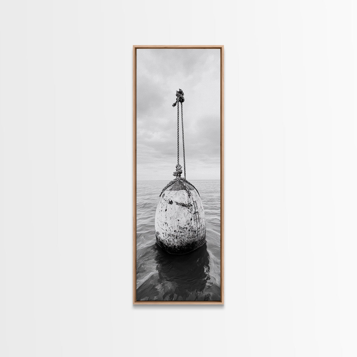 Nautical Buoy, Ocean Rope, Minimal Seascape, Framed Canvas Print, Coastal Wall Art, Bathroom Decor, Modern Nautical Art, Minimalist Home