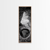 Ocean Cave, Coastal View, Natural Tide Pool, Canvas Print, Bathroom Wall Art, Seaside Decor, Minimalist Landscape, Black and White Art