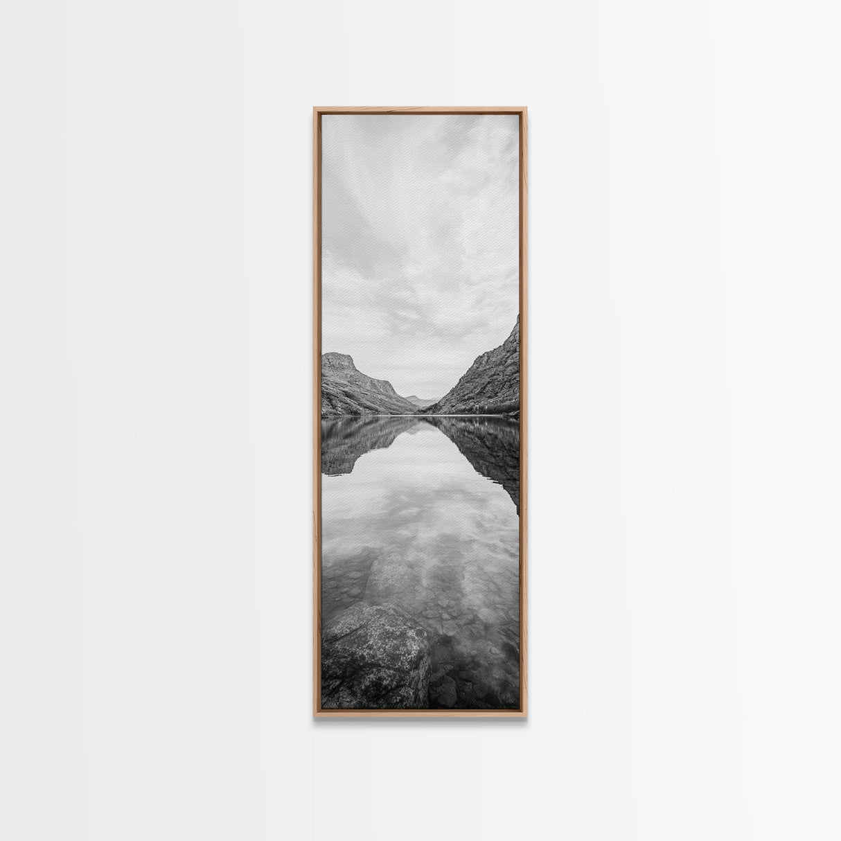 Mountain Lake, Glassy Water, Serene Reflection, Canvas Print, Bedroom Wall Art, Nature Photography, Minimalist Decor, Tranquil Vibe
