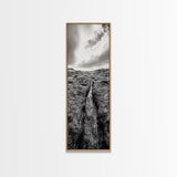 Lava Rock Path, Ocean Texture, Earth Flow, Framed Canvas Print, Coastal Bathroom Decor, Minimalist Natural Art, Moody Landscape Print
