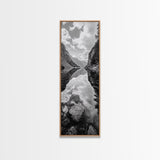 Reflective Lake, Cloud Mirror, Mountain Calm, Canvas Print, Serene Bedroom Wall Art, Nature Tranquility, Scandinavian Landscape Style