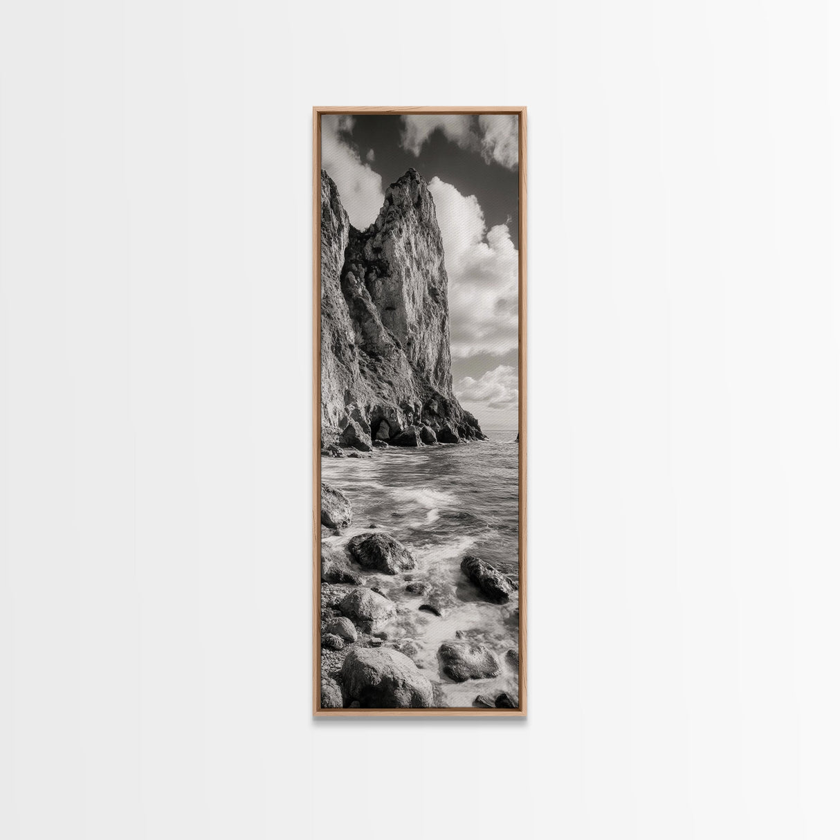Coastal Cliffside, Seaside Rock Wall, Ocean Wilderness, Canvas Print, Rustic Beach House Art, Adventure Decor, Nature Photography