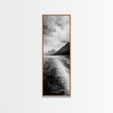 Boat Wake Lines, Alpine Coast, Moody Waters, Canvas Print, Minimalist Lake Art, Office Wall Decor, Modern Nautical Landscape Style