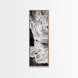 Ocean Sunset Foam, Coastal Waves Print, Seascape Minimalist, Fall Bathroom Decor, Canvas Print, Black White Beach Photography