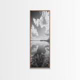 Lake Reflection, Calm Waters, Cloudy Sky, Minimalist Landscape, Framed Canvas Print, Neutral Living Room Art, Tranquil Nature Scene