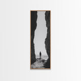 Lone Cowboy, Cliff View, Western Vibes, Silhouette Minimalist, Framed Canvas Print, Farmhouse Wall Art, Masculine Desert Decor