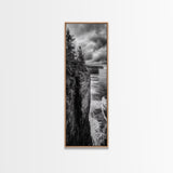 Cliff Coastline, Moody Ocean, Pine Trees, Dramatic Nature Scene, Canvas Print, Cabin Wall Art, Fall Coastal Photography, Rustic Decor