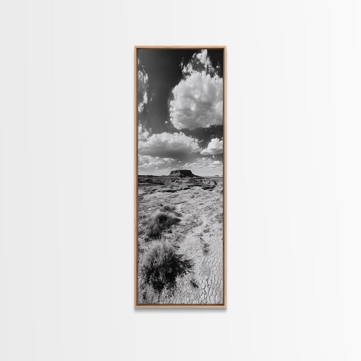 Desert Butte View, Southwest Horizon, Dramatic Sky, Framed Canvas Print, Boho Living Room Art, Western Landscape Photography, Man Cave
