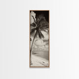 Tropical Palm Tree, Seaside Tranquility, Island Breeze, Framed Canvas Print, Bathroom Wall Art, Boho Beach Decor, Coastal Vibes