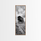 Covered Wagon Trail, Old West Scene, Vintage Rustic Art, Homestead Vibe, Framed Canvas Print, Farmhouse or Office Wall Art, Boho Bedroom