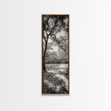 Autumn Forest Light, Peaceful Woodland Canopy, Fall Vibes Scene, Framed Canvas Print, Cozy Living Room Art, Entryway Wall Art
