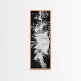 Misty Lake, Nature Reflection, Tranquil Waters, Monochrome Trees, Framed Canvas Print, Minimalist Wall Art, Bathroom or Hallway Decor