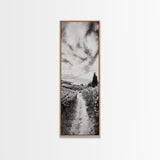 Vineyard Pathway, Scenic Hills, Countryside View, Rustic Charm, Framed Canvas Print, Farmhouse Kitchen Wall Art, Autumn Decor