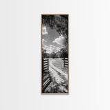Country Road, Wooden Fence, Open Fields, Tree Shadows, Canvas Print, Rustic Farm Wall Art, Minimalist Nature Photography, Entryway Home Decor