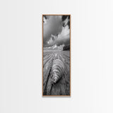 Ocean Clam, Moody Beach, Tidal Lines, Coastal Detail, Canvas Print, Nautical Bathroom Wall Art, Black and White Ocean Decor,  Den Wall Piece