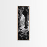Sea Arch, Coastal Rocks, Ocean Waves, Dramatic Sky, Framed Canvas Print, Coastal Wall Art, Minimalist Beach House Decor, Bedroom Artwork