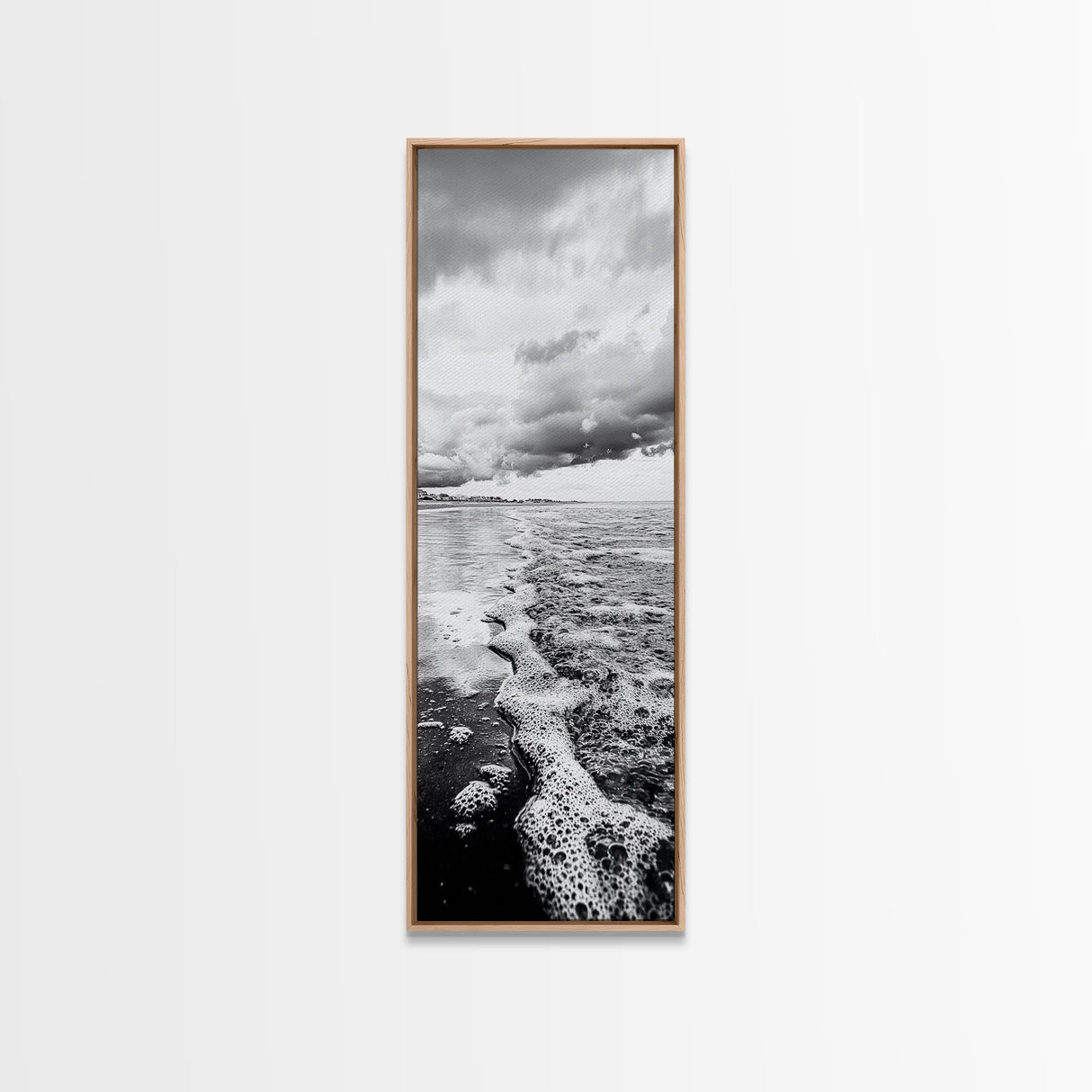 Stormy Waves, Sea Foam, Coastal Ocean, Canvas Print, Moody Seascape, Neutral Wall Art, Beach Bathroom or Entryway Home Decor