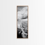 Stormy Waves, Sea Foam, Coastal Ocean, Canvas Print, Moody Seascape, Neutral Wall Art, Beach Bathroom or Entryway Home Decor