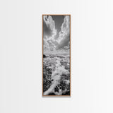 Sparkling Ocean, Cloud Horizon, Sea Breeze, Framed Canvas Print, Bright Coastal Art, Bathroom or Living Room Summer Vibe Wall Decor