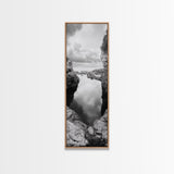 Tide Pool, Coastal Reflection, Tranquil Cove, Cloudy Sky, Framed Canvas Print Zen Bathroom Art, Minimalist Nature Wall Decor, Neutral Modern Style