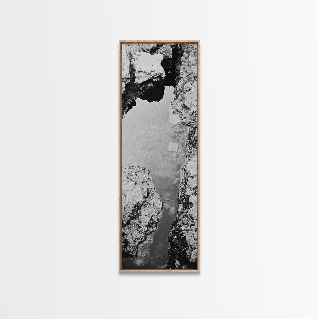 Tidal Pool, Coastal Rock, Still Water, Natural Texture, Framed Canvas Print Earth Tone Decor, Zen Bathroom Art, Modern Minimalist Nature Wall Print