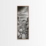Rocky Coast Path, Serene Ocean View, Minimalist Nature, Framed Canvas Print, Neutral Tones, Beach Art, Hallway Wall Decor, Coastal Home Vibe